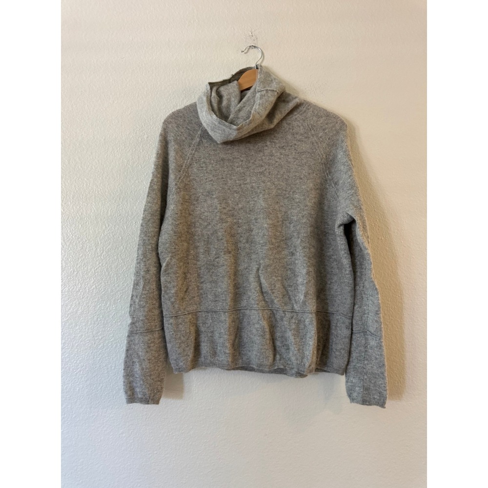 Vince 100% Cashmere Turtleneck Sweater Funnel Neck Seam Detail M Gray Excellent